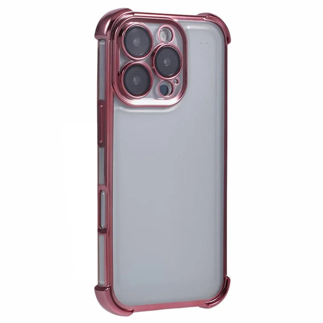 For iPhone 16 Pro Max Case Reinforced Corners TPU Clear Back Cover - Pink