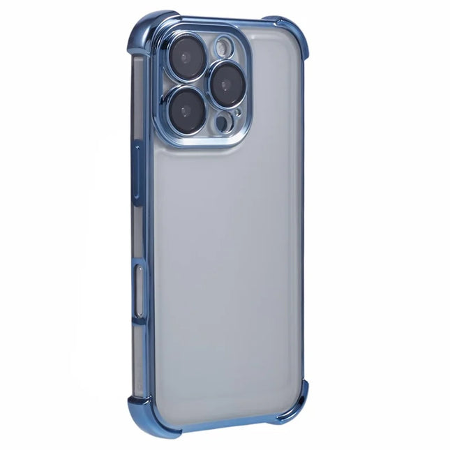 For iPhone 16 Pro Max Case Reinforced Corners TPU Clear Back Cover - Blue
