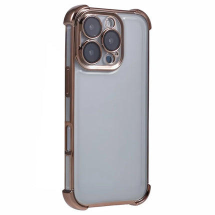 For iPhone 16 Pro Max Case Reinforced Corners TPU Clear Back Cover - Gold
