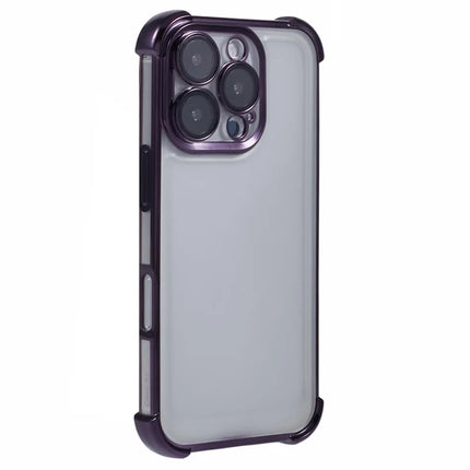 For iPhone 16 Pro Max Case Reinforced Corners TPU Clear Back Cover - Purple