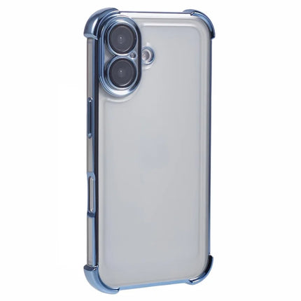 For iPhone 16 Plus Case Reinforced Corners TPU Clear Back Cover - Blue
