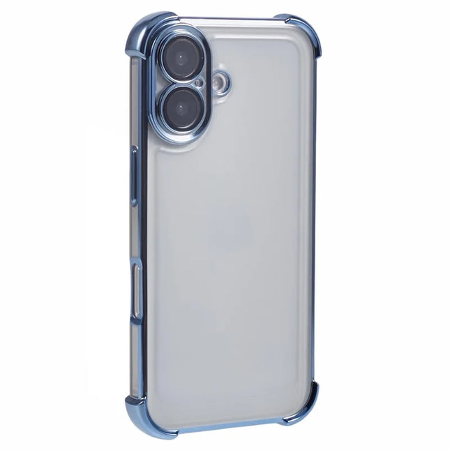 For iPhone 16 Plus Case Reinforced Corners TPU Clear Back Cover - Blue