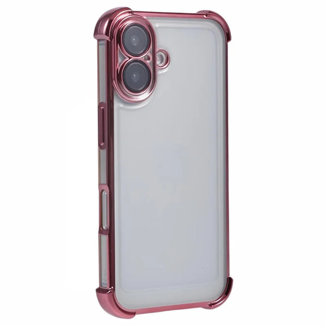 For iPhone 16 Plus Case Reinforced Corners TPU Clear Back Cover - Pink