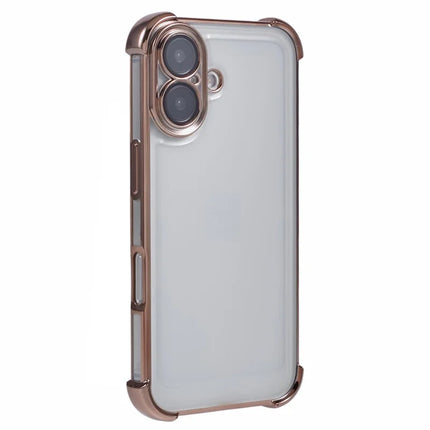 For iPhone 16 Plus Case Reinforced Corners TPU Clear Back Cover - Gold
