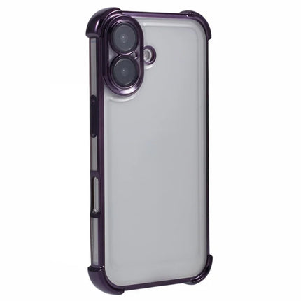 For iPhone 16 Plus Case Reinforced Corners TPU Clear Back Cover - Purple