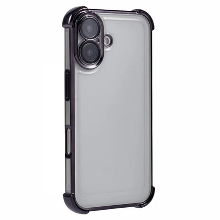 For iPhone 16 Plus Case Reinforced Corners TPU Clear Back Cover - Black