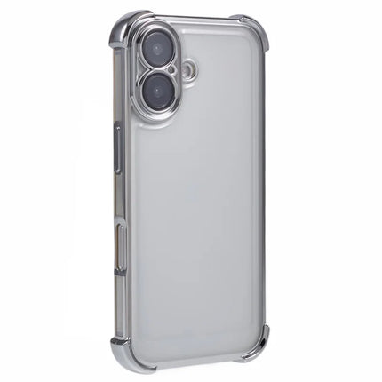 For iPhone 16 Plus Case Reinforced Corners TPU Clear Back Cover - Silver