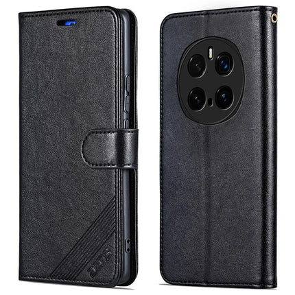 AZNS For Honor Magic7 Pro 5G Case Anti-Scratch PU Leather Stand Wallet Phone Cover - Black