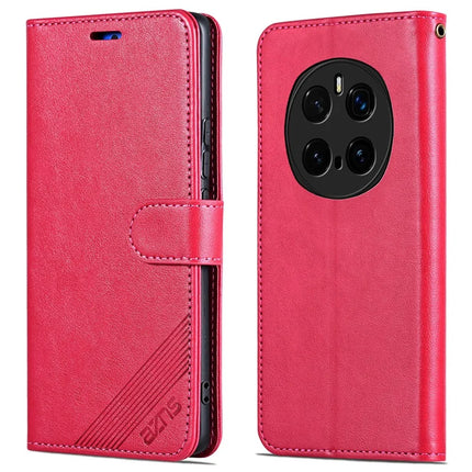 AZNS For Honor Magic7 Pro 5G Case Anti-Scratch PU Leather Stand Wallet Phone Cover - Red
