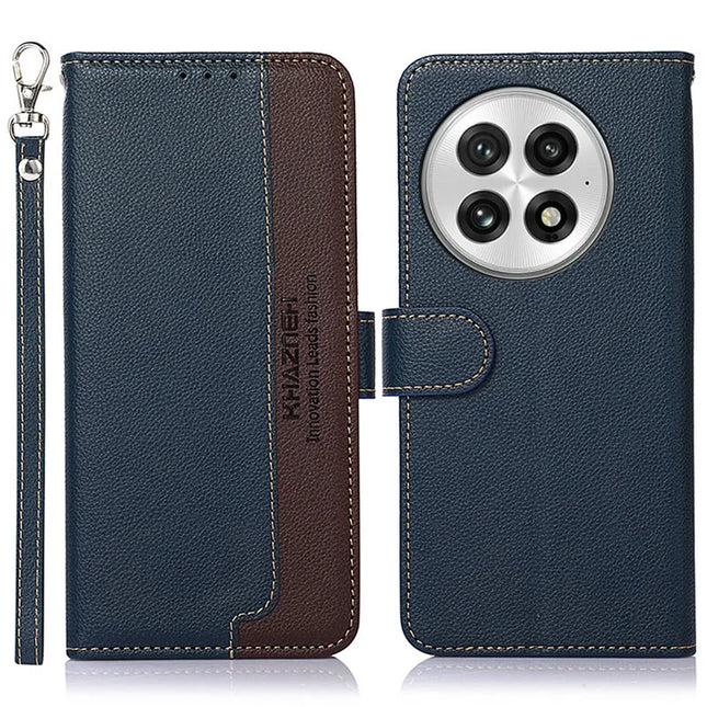 KHAZNEH For OnePlus 13 Case RFID Blocking Wallet PU Leather Phone Cover - Blue