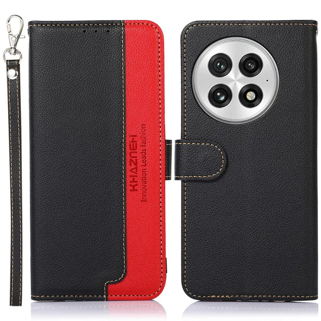 KHAZNEH For OnePlus 13 Case RFID Blocking Wallet PU Leather Phone Cover - Black