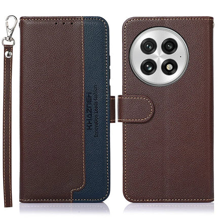 KHAZNEH For OnePlus 13 Case RFID Blocking Wallet PU Leather Phone Cover - Brown
