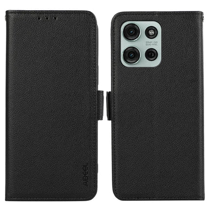 ABEEL For Motorola Moto G75 5G Case Litchi Texture Leather RFID Blocking Phone Cover - Black