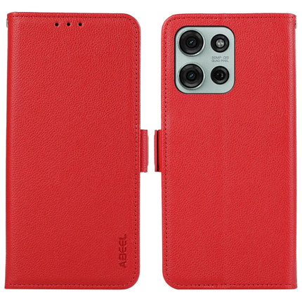 ABEEL For Motorola Moto G75 5G Case Litchi Texture Leather RFID Blocking Phone Cover - Red