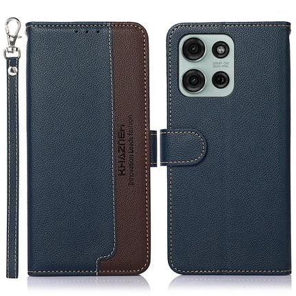 KHAZNEH For Motorola Moto G75 5G Case RFID Blocking Wallet PU Leather Phone Cover - Blue