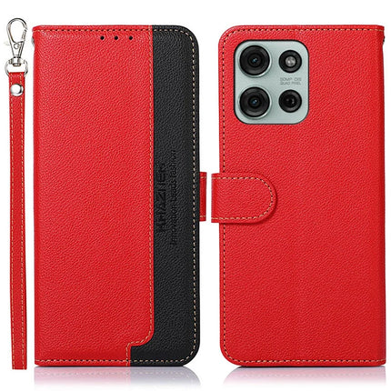 KHAZNEH For Motorola Moto G75 5G Case RFID Blocking Wallet PU Leather Phone Cover - Red