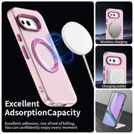 For Google Pixel 9a Case Compatible with MagSafe PC+TPU+PET Anti-Drop Phone Cover