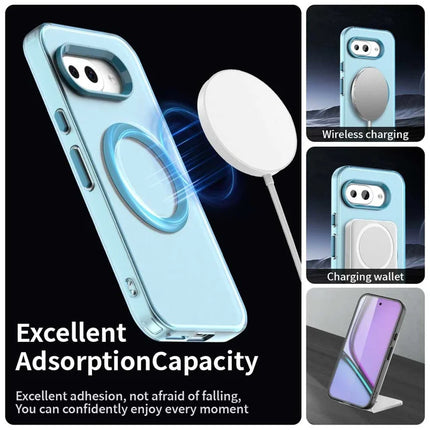 For Google Pixel 9a Case Compatible with MagSafe PC+TPU+PET Anti-Drop Phone Cover