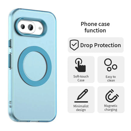 For Google Pixel 9a Case Compatible with MagSafe PC+TPU+PET Anti-Drop Phone Cover
