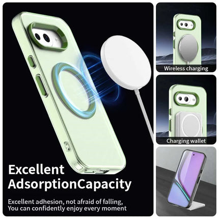 For Google Pixel 9a Case Compatible with MagSafe PC+TPU+PET Anti-Drop Phone Cover