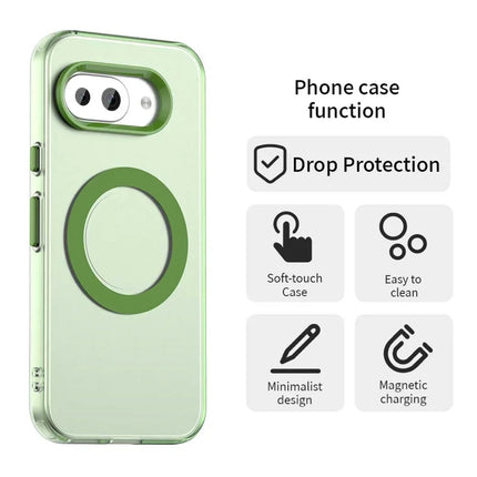 For Google Pixel 9a Case Compatible with MagSafe PC+TPU+PET Anti-Drop Phone Cover