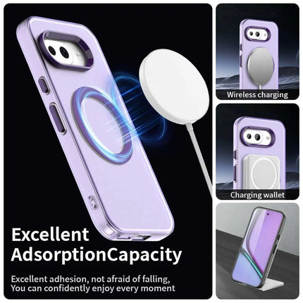For Google Pixel 9a Case Compatible with MagSafe PC+TPU+PET Anti-Drop Phone Cover
