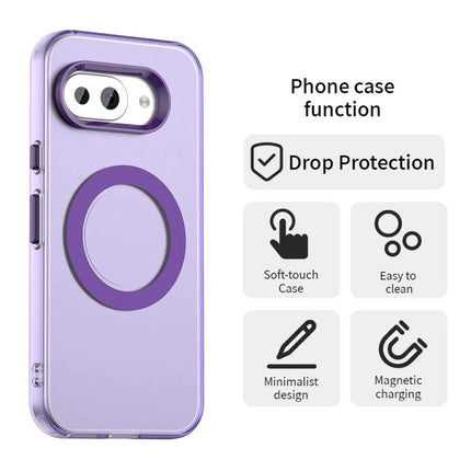For Google Pixel 9a Case Compatible with MagSafe PC+TPU+PET Anti-Drop Phone Cover
