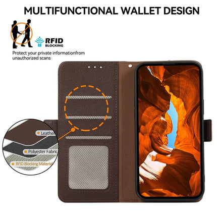ABEEL For Google Pixel 9a Case Litchi Texture Leather RFID Blocking Phone Cover