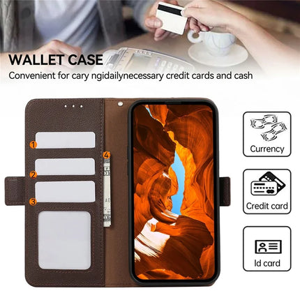 ABEEL For Google Pixel 9a Case Litchi Texture Leather RFID Blocking Phone Cover