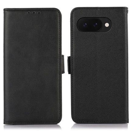ABEEL For Google Pixel 9a Case Litchi Texture Leather RFID Blocking Phone Cover - Black