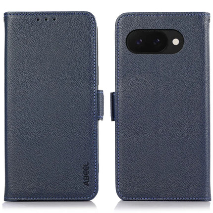 ABEEL For Google Pixel 9a Case Litchi Texture Leather RFID Blocking Phone Cover - Blue