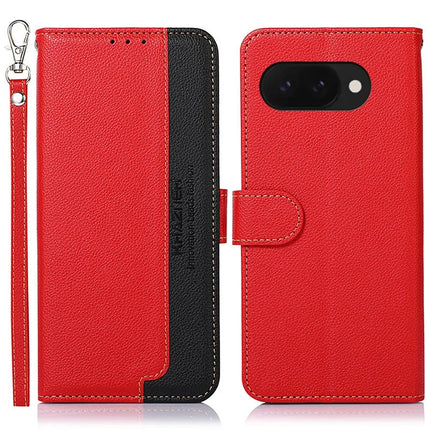 KHAZNEH For Google Pixel 9a Case RFID Blocking Wallet PU Leather Phone Cover - Red