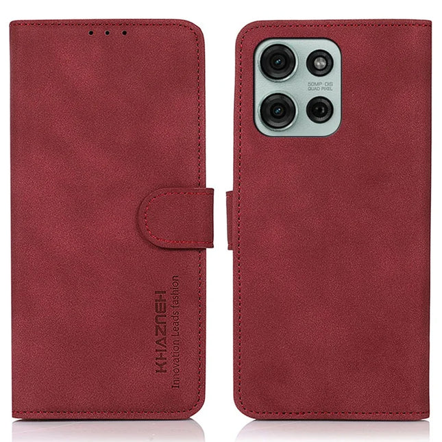 KHAZNEH For Motorola Moto G75 5G Stand Case PU Leather Wallet Phone Cover - Red