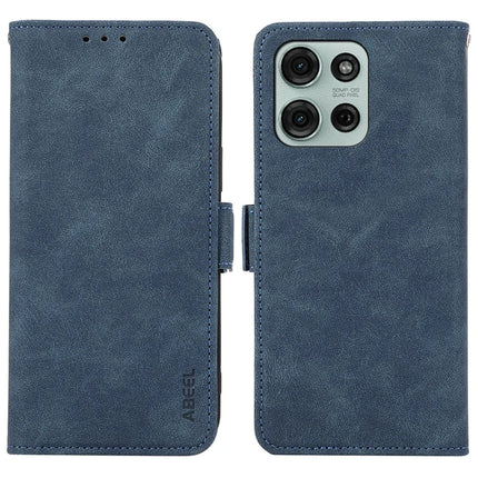 ABEEL For Motorola Moto G75 5G Case PU Leather Folio Stand View RFID Blocking Phone Cover - Blue