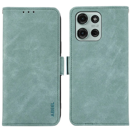 ABEEL For Motorola Moto G75 5G Case PU Leather Folio Stand View RFID Blocking Phone Cover - Baby Blue