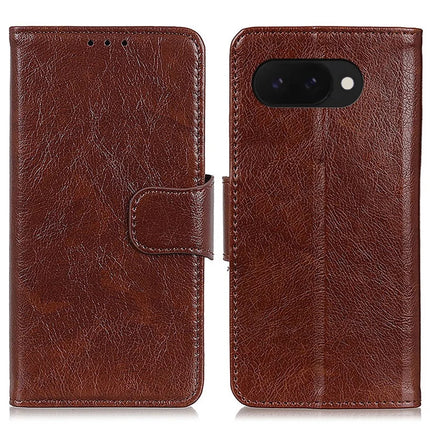 For Google Pixel 9a Case Nappa Texture Split Leather Wallet Phone Cover - Brown
