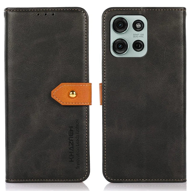 KHAZNEH For Motorola Moto G75 5G Wallet Phone Case Stand Leather Flip Cover - Black