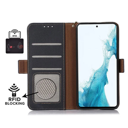 TJ For OnePlus 13 Case RFID Blocking Genuine Cow Leather Phone Cover