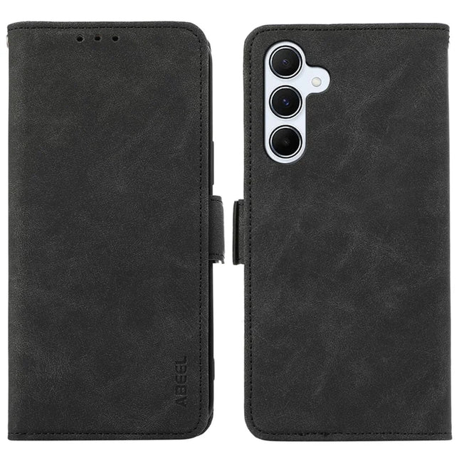 ABEEL For Samsung Galaxy A36 5G Case PU Leather Folio Stand View RFID Blocking Phone Cover - Black