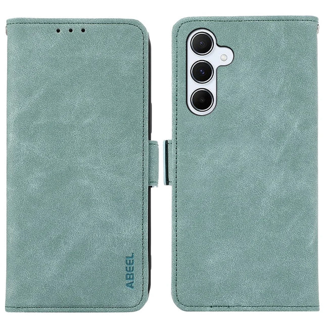 ABEEL For Samsung Galaxy A36 5G Case PU Leather Folio Stand View RFID Blocking Phone Cover - Baby Blue