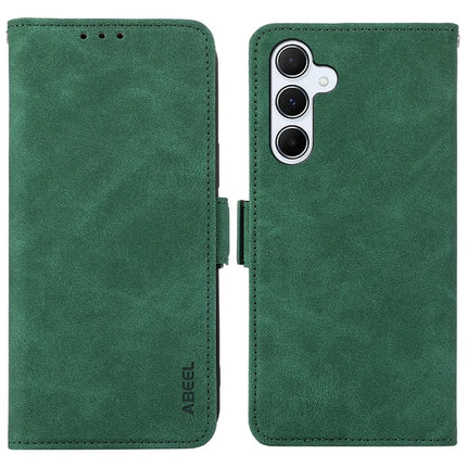 ABEEL For Samsung Galaxy A36 5G Case PU Leather Folio Stand View RFID Blocking Phone Cover - Green