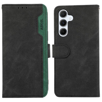 ABEEL For Samsung Galaxy A36 5G Case Color Splicing Leather Flip Phone Cover RFID Blocking - Black