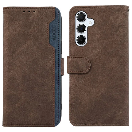 ABEEL For Samsung Galaxy A36 5G Case Color Splicing Leather Flip Phone Cover RFID Blocking - Brown