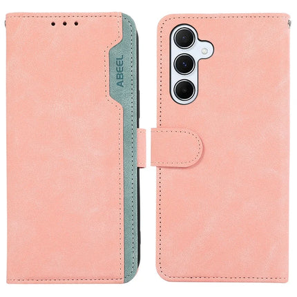 ABEEL For Samsung Galaxy A36 5G Case Color Splicing Leather Flip Phone Cover RFID Blocking - Pink