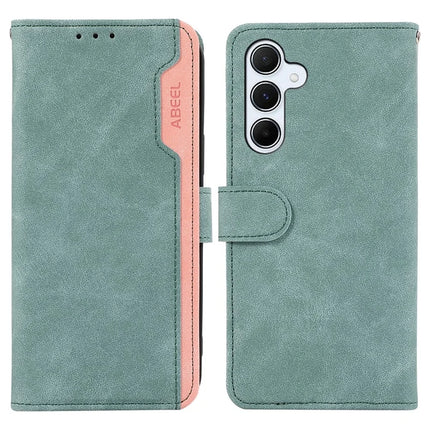 ABEEL For Samsung Galaxy A36 5G Case Color Splicing Leather Flip Phone Cover RFID Blocking - Baby Blue