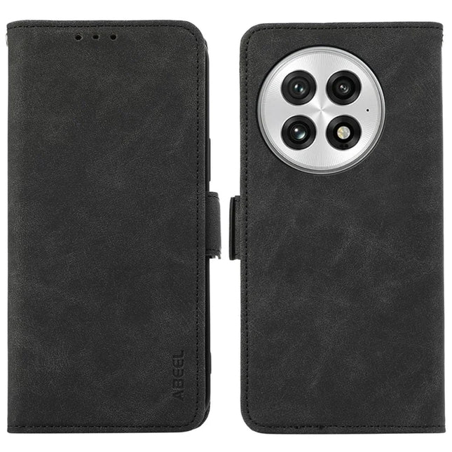 ABEEL For OnePlus 13 Case PU Leather Folio Stand View RFID Blocking Phone Cover - Black