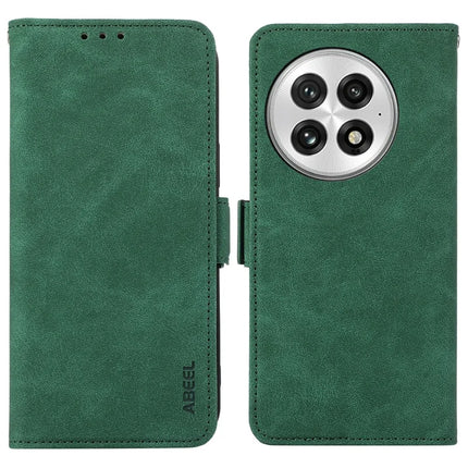 ABEEL For OnePlus 13 Case PU Leather Folio Stand View RFID Blocking Phone Cover - Green