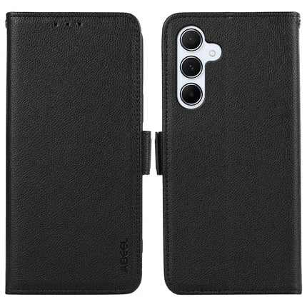 ABEEL For Samsung Galaxy A16 5G  /  4G Case Litchi Texture Leather RFID Blocking Phone Cover - Black