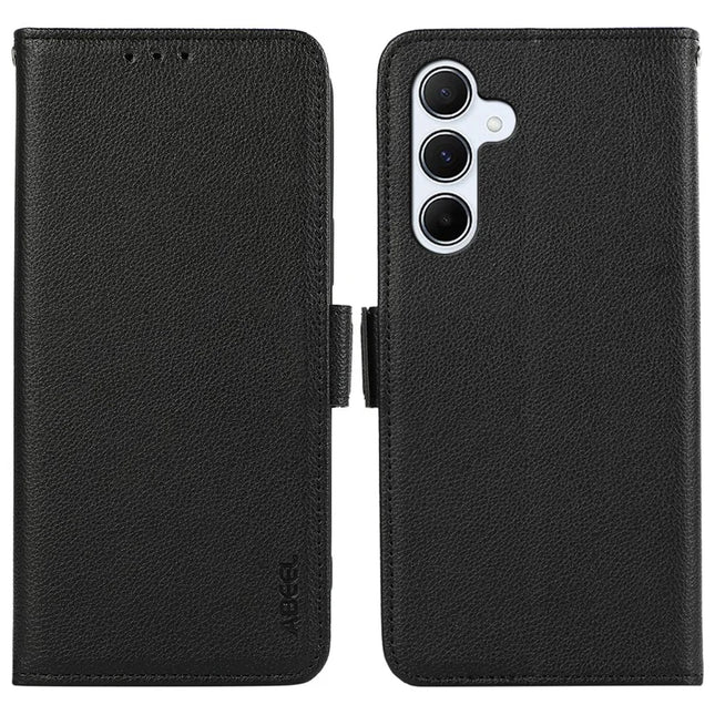 ABEEL For Samsung Galaxy A16 5G  /  4G Case Litchi Texture Leather RFID Blocking Phone Cover - Black