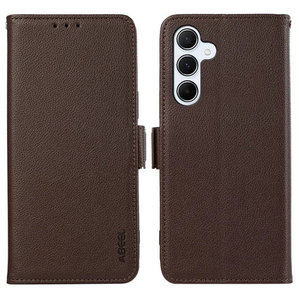 ABEEL For Samsung Galaxy A16 5G  /  4G Case Litchi Texture Leather RFID Blocking Phone Cover - Brown